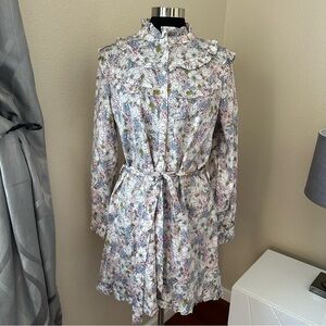 NWOT ModCloth Prairie Meadow Magic Floral Raffle hem 60’s Shirt Dress